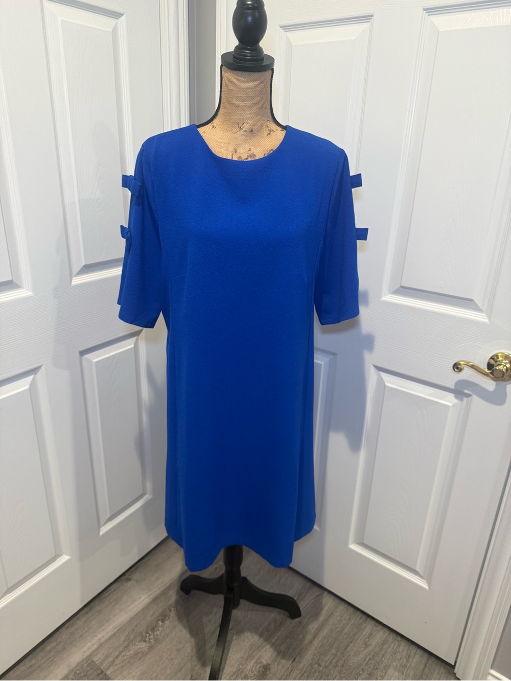 Aryeh Royal Blue Midi Dress with Sleeve Tie Details